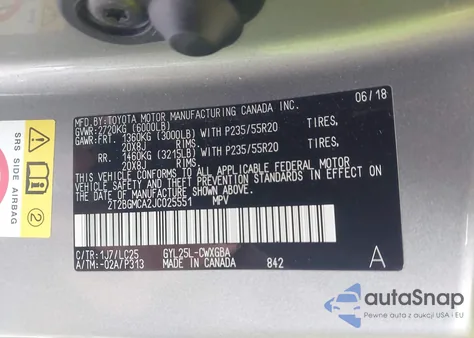 2018 Lexus Rx 450H F Sport z USA, uszkodzony, nr VIN 2T2BGMCA2JC025551